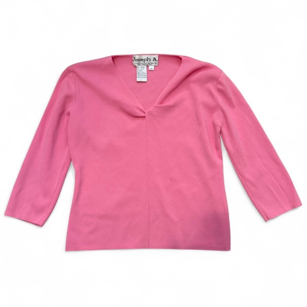 Vintage Joseph A Pink V-Neck Top womens top from Saks Fifth Ave